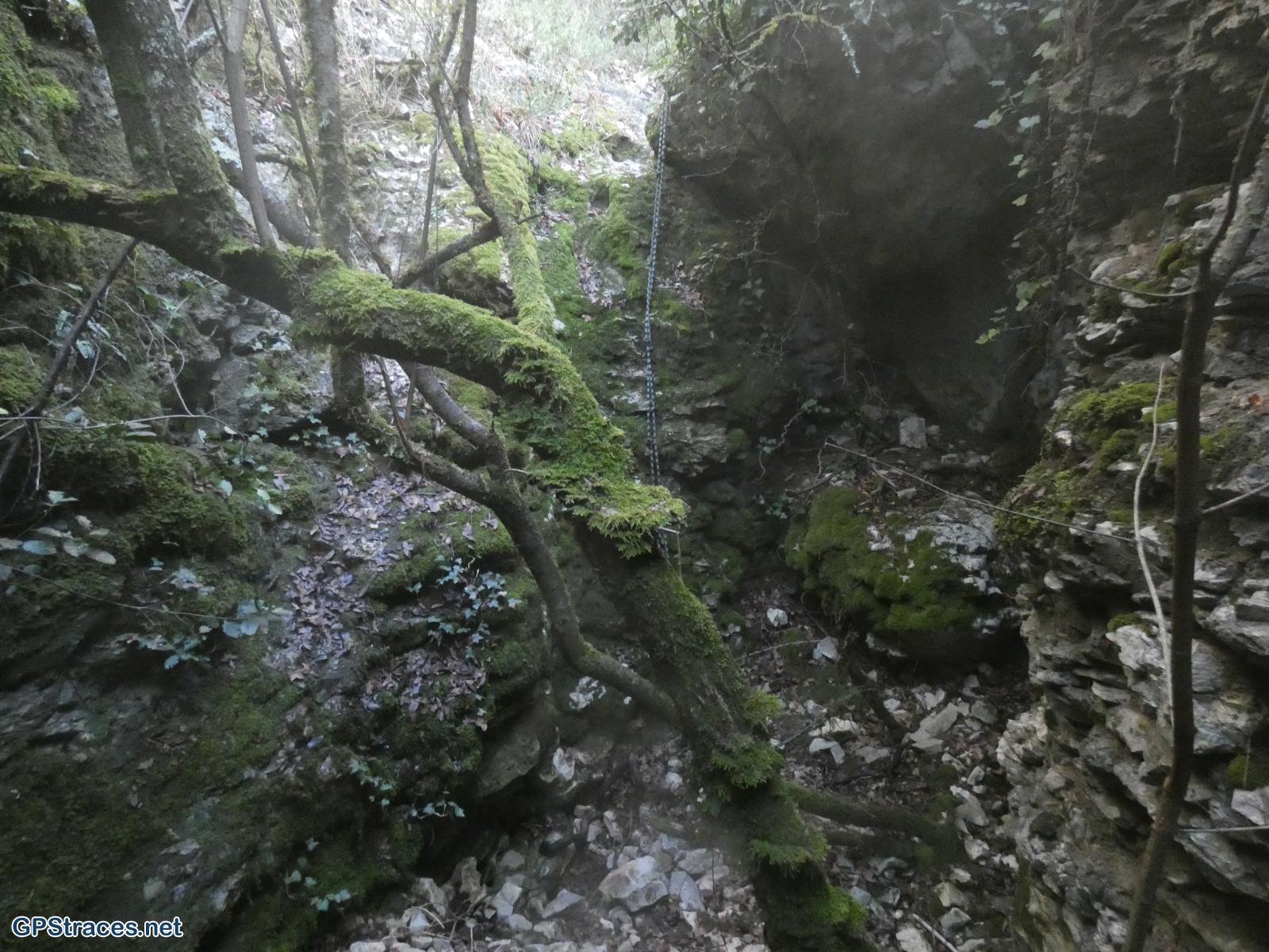 Une corde à nœud dans la combe de Chaulon